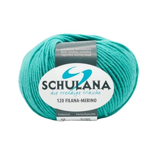 SCHULANA 120 Filana-Merino, 100% Schurwolle (Merino extrafine), zum Stricken und Häkeln, 50g ca 120m, Dunkeltürkis 042 von SCHULANA