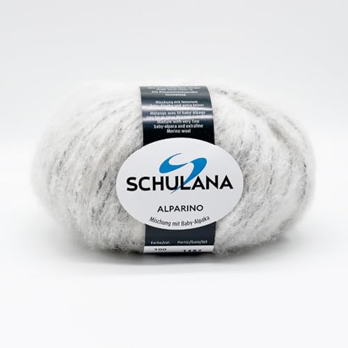 SCHULANA Alparino, Baby-Alpaka, extrafeiner Merino und Baumwolle, zum Stricken und Häkeln, 50g ca 95m, Natur-Schwarz 100 von SCHULANA