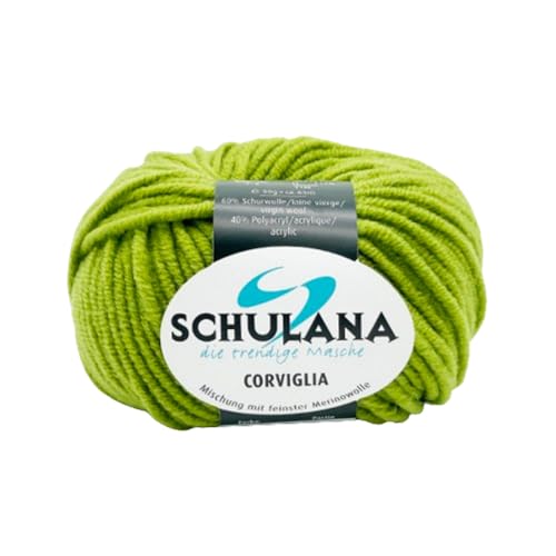 SCHULANA Corviglia, 60% Schurwolle (Merino), 40% Polyacryl, zum Stricken und Häkeln, 50g ca 65m, Hellgrün 008 von SCHULANA