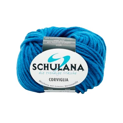 SCHULANA Corviglia, 60% Schurwolle (Merino), 40% Polyacryl, zum Stricken und Häkeln, 50g ca 65m, Petrol 032 von SCHULANA