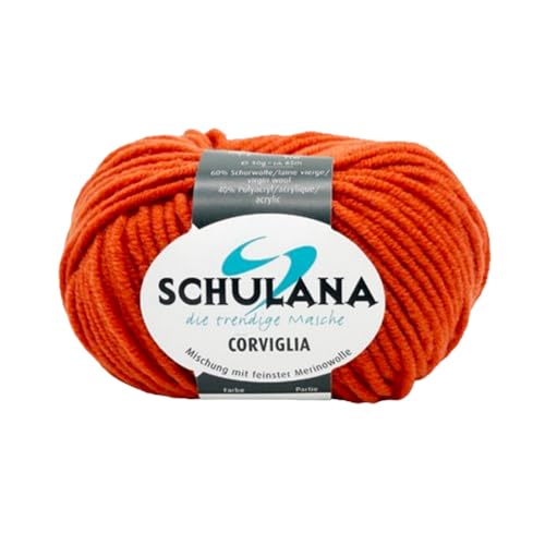 SCHULANA Corviglia, 60% Schurwolle (Merino), 40% Polyacryl, zum Stricken und Häkeln, 50g ca 65m, Rost 054 von SCHULANA