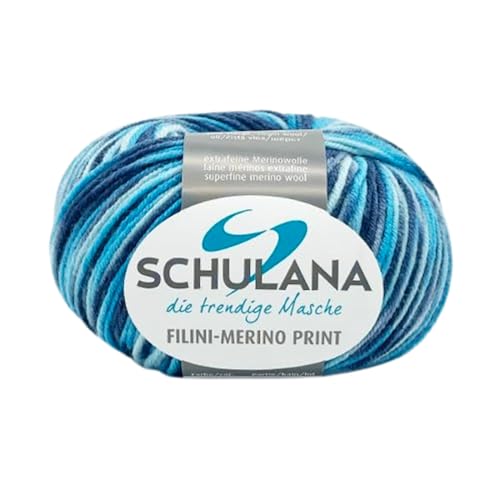 SCHULANA Filini-Merino Print, 100% Schurwolle (Merino extrafine), zum Stricken und Häkeln, 50g ca 160m, Ocean 218 von SCHULANA