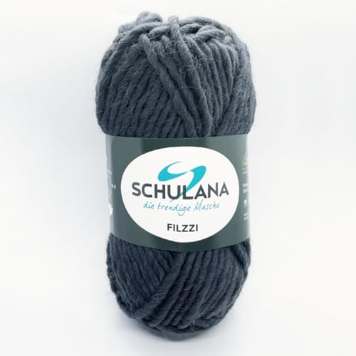 SCHULANA Filzzi, 100% Schurwolle, zum Stricken und Häkeln, ideal zum filzen, 50g ca 50m, Anthrazit 022 von SCHULANA