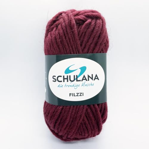 SCHULANA Filzzi, 100% Schurwolle, zum Stricken und Häkeln, ideal zum filzen, 50g ca 50m, Bordeaux 018 von SCHULANA