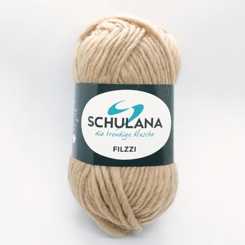 SCHULANA Filzzi, 100% Schurwolle, zum Stricken und Häkeln, ideal zum filzen, 50g ca 50m, Caramel 012 von SCHULANA