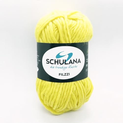 SCHULANA Filzzi, 100% Schurwolle, zum Stricken und Häkeln, ideal zum filzen, 50g ca 50m, Gelb 002 von SCHULANA