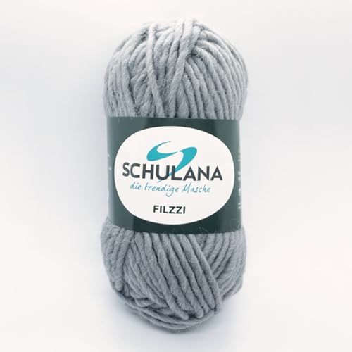 SCHULANA Filzzi, 100% Schurwolle, zum Stricken und Häkeln, ideal zum filzen, 50g ca 50m, Grau 017 von SCHULANA