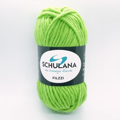 SCHULANA Filzzi, 100% Schurwolle, zum Stricken und Häkeln, ideal zum filzen, 50g ca 50m, Hellgrün 015 von SCHULANA