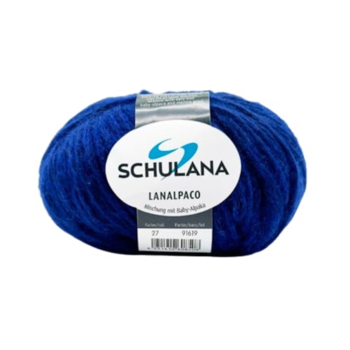 SCHULANA Lanalpaco, 55% Alpaka (Baby), 35% Baumwolle, 10% Schurwolle (Merino), zum Stricken und Häkeln, 50g ca 110m, Dunkelblau 027 von SCHULANA