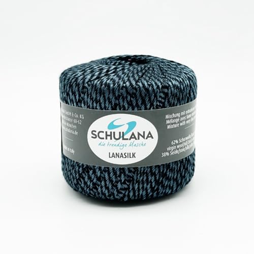 SCHULANA Lanasilk, 62% Schurwolle, 38% Seide, zum Stricken und Häkeln, 25g ca 85m, Petrol 050 von SCHULANA