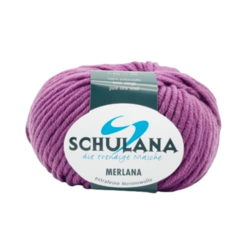 SCHULANA Merlana, 100% Schurwolle (Merino extrafine, mulesing-free), zum Stricken und Häkeln, 50g ca 55m, Altviolett 033 von SCHULANA