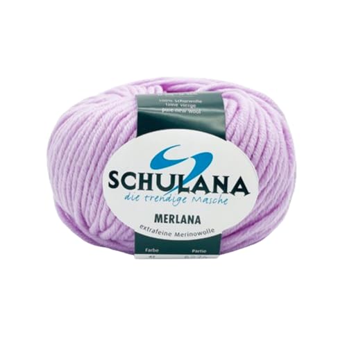 SCHULANA Merlana, 100% Schurwolle (Merino extrafine, mulesing-free), zum Stricken und Häkeln, 50g ca 55m, Flieder 042 von SCHULANA