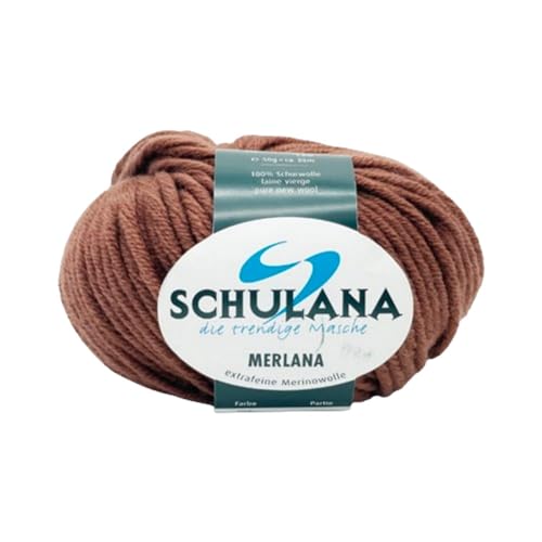 SCHULANA Merlana, 100% Schurwolle (Merino extrafine, mulesing-free), zum Stricken und Häkeln, 50g ca 55m, Kastanie 058 von SCHULANA