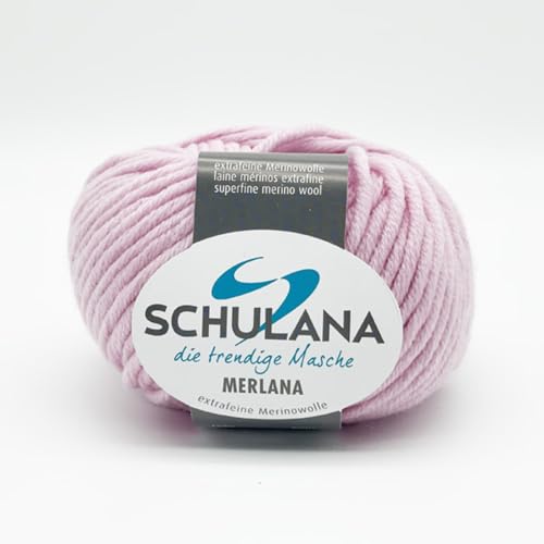 SCHULANA Merlana, 100% Schurwolle (Merino extrafine, mulesing-free), zum Stricken und Häkeln, 50g ca 55m, Rosa 027 von SCHULANA