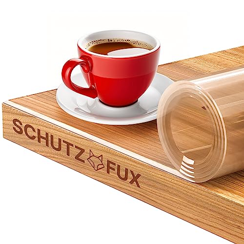 SCHUTZ-FUX Tischfolie 2mm transparent - Tischschutz mit schräger Kante, durchsichtige Tischdecke abwaschbar, Verschiedene Größen, nach Maß, Made in Germany (100 x 120) von SCHUTZ-FUX