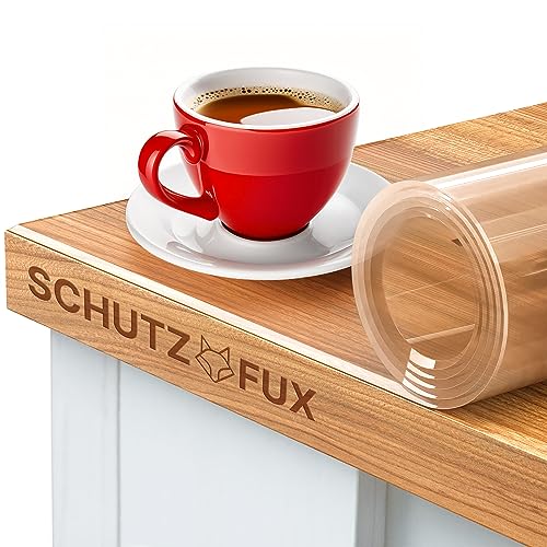 SCHUTZ-FUX Tischfolie 2mm transparent - Tischschutz mit schräger Kante, durchsichtige Tischdecke abwaschbar, Verschiedene Größen, nach Maß, Made in Germany (105x315) von SCHUTZ-FUX