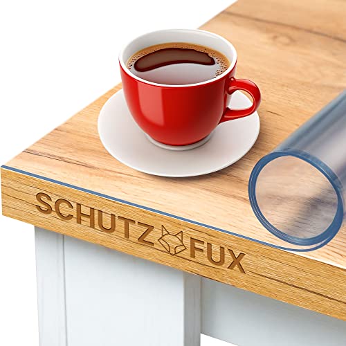 SCHUTZ-FUX Tischfolie transparent - Tischschutz mit schräger Kante,Tischdecke abwaschbar, Verschiedene Größen, (Made in Germany) (60 x 100 cm) von SCHUTZ-FUX