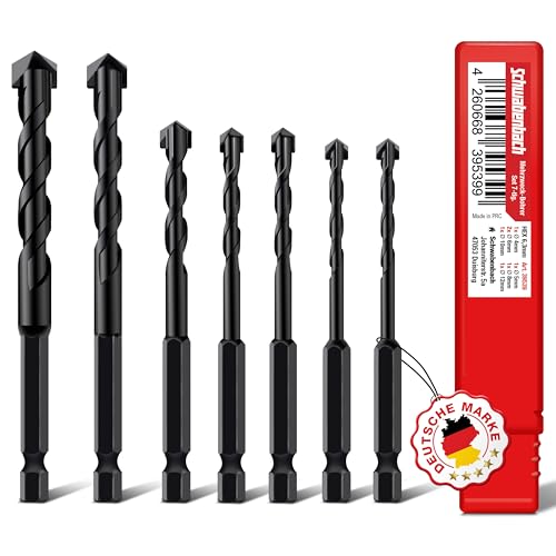 SCHWABENBACH® Mehrzweckbohrer Set 7tlg - Bit Aufnahme 6,3mm, 6-Kant Aufnahme, Bohrer für Beton, Holz, Metall und Kunststoff, Robust und Langlebig, Für alle Bohrmaschinen geeignet von SCHWABENBACH