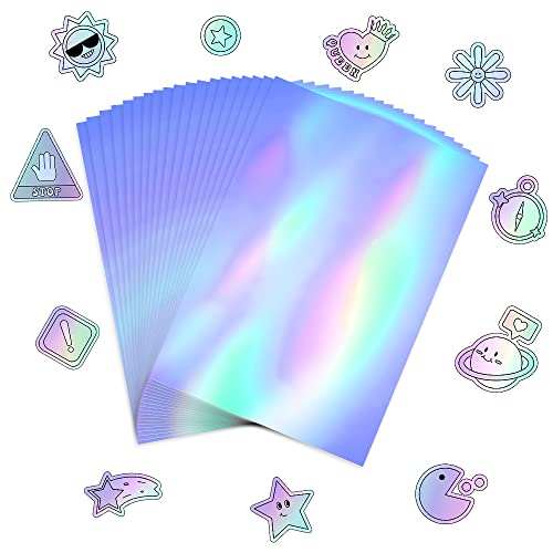 SCHYIDA 20 Blatt Holographische Aufkleber Papier Vinyl Aufkleber Papier Selbstklebend Holografische Folie für Laser und Tintenstrahldrucker Drucker Schnell Trocknen A4 210 x 297 mm Aufkleber von SCHYIDA