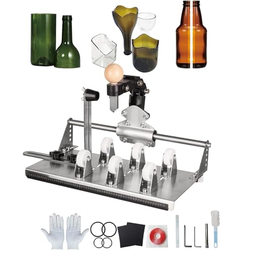 Multifunktionaler Glasflaschenschneider, mit komplettem Zubehör, verbessertes DIY-Glasschneidewerkzeug-Set für alle Formen und verschiedene Winkel, Bier, Whisky, Wein von SCHYWL