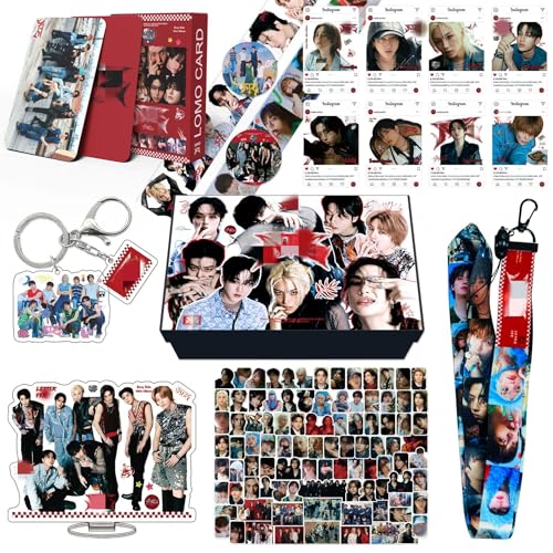 SKZ Geschenkbox Kollektion Stray-Kids 8pcs Geschenkbox Fotokarten Acryl Ständer Hand Konto Klebeband Fotokarte Schlüsselanhänger Lanyard Stckers Hyunjin Geschenkpakete (ATE) von SCISSH