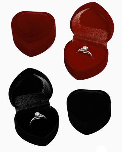 SCJJZ Schmuckkästen,2 Stück herzförmige Schmuckschatullen, Schmuck-Geschenkboxen, dekorative Ringboxen, Verlobung, Antrag, Hochzeit, Weihnachten von SCJJZ