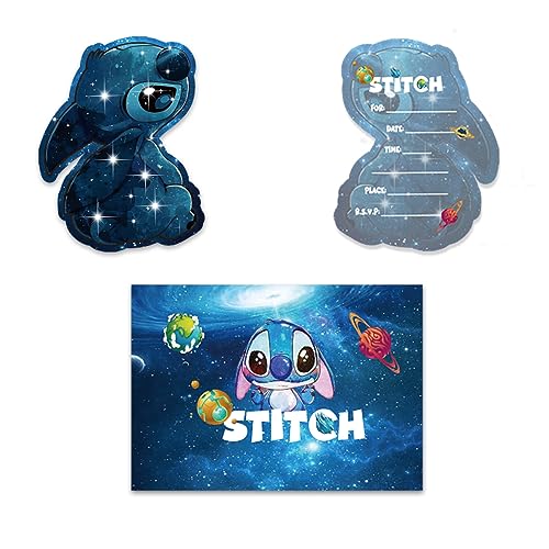 16 Pcs Stitch Einladungskarten Kindergeburtstag, Einladungskarten Kindergeburtstagmit Umschlägen, Einladungskarten Geburtstag, Kindergeburtstag Einladungskarten für Jungen & Mädchen von SCOOVY