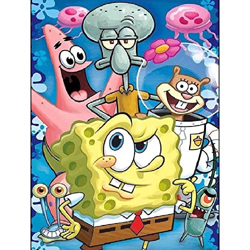 SponngeBob SqquarePants 5D Diamond Painting Set, Anime DIY Bilder Diamant Malerei Kits für Kinder, Anime Tiere Diamant Kunst Handwerk Bild Kit, Zahlen Diamond Painting Zubehör für Geschenke, Wand von SCOOVY