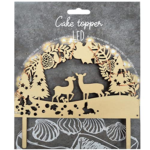 Scrapcooking – Cake Topper LED "Zauberwald" – beleuchtete Dekoration aus Holz Weihnachten Geburtstag für Kuchen, Torten, Gebäck, Kuchen & Desserts – 4949 von SCRAP COOKING