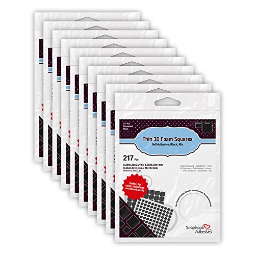 SCRAPBOOK ADHESIVES BY 3L 3L Scrapbook Permanent Thin Pre-Cut, Mixed Variety, 217pk, Black-Set of 10 3D Adhesive Foam Squares, Sonstige, Schwarz, 0.08 x 1.89 x 3.11 cm von SCRAPBOOK ADHESIVES BY 3L