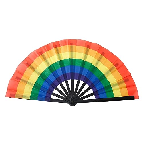 SCUDGOOD Regenbogen Faltfächer Bunter Ventilator Party Kühlventilator Musikfestival Damen Und Herren Requisiten Leichter Regenbogen Faltfächer Musikfestival Fan von SCUDGOOD