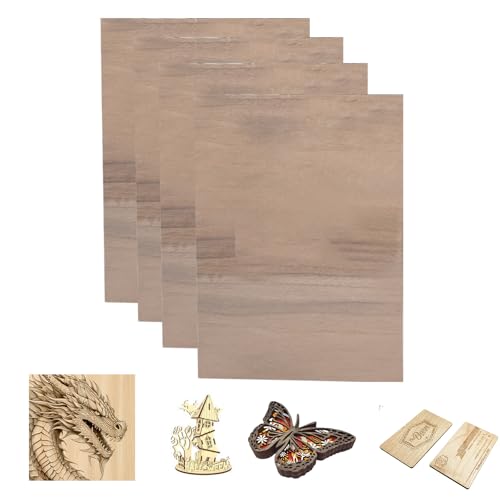 SCULPFUN 4 Stück Schwarznuss-Sperrholzplatten, 3 mm dicke Sperrholzplatte 30 cm * 20 cm unbehandeltes Holz für Bastelarbeiten, Lasergravur und Schnitt von SCULPFUN