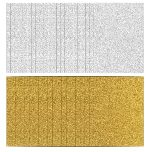 SCULPFUN 40 Blatt Gold Silber Glitzerkartonpapier, 80GSM, 21 * 30cm, Selbstklebendes Glitzerpapier für DIY Lasergravur von SCULPFUN