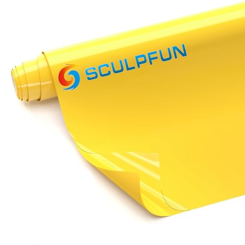 SCULPFUN HTV Heat Transfer Gelb HTV Vinyl Wärmeübertragung 30,5 x 183cm Vinyl Gelb Vinyl Wärmeübertragung für ShirtsHeat Press Vinyl Einfach zu schneiden und übertragen DIY Design von SCULPFUN