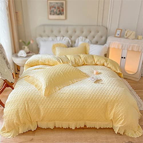 SCWZZWSY 4-teiliges Flanell-Woll-Bettwäsche-Set, superweich, bequemer Laken-Kissenbezug, Samt-Bettbezug, Queen-King-Size-Bett (D 220 x 240 cm) von SCWZZWSY