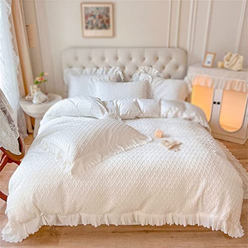 SCWZZWSY Samt-Bettbezug, Queen-Size-Bett, 4-teiliges Flanell-Woll-Bettwäsche-Set, superweicher, bequemer Laken-Kissenbezug (D 220 x 240 cm) von SCWZZWSY