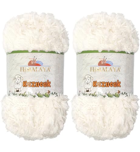 Himalaya Kuzucuk Kunstpelzgarn, 100 % Polyester, für Babydecke, grob, dick, superweiches Plüschgarn zum Häkeln, flauschiges Garn zum Stricken, 2 Stück, 2 Stück (200 g, 85 m pro Knäuel) col.85602 von SCYarn