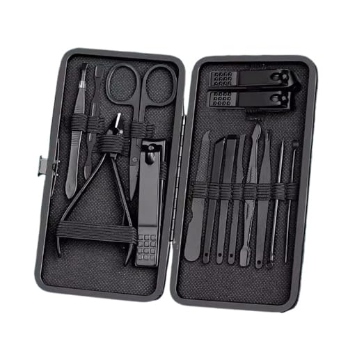 Nagelset Maniküre Schwarzes Nagelknipser-Set, komplettes Set mit Nagelknipsern for Herren, Box, Akne-Nadeln, Nagelrille, spezielle Pediküre-Messer-Werkzeuge for den Heimgebrauch Nagelknipser Kit(Schwa von SDA287MZ