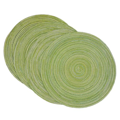 Runde Tischsets, gewebte Tischsets, 38 cm, runde Tischsets aus gewebtem Baumwollgarn, wärmende Tischsets, 4er-Set(Green) von SDAAD