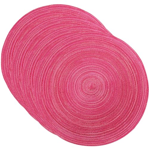 Runde Tischsets, gewebte Tischsets, 38 cm, runde Tischsets aus gewebtem Baumwollgarn, wärmende Tischsets, 4er-Set(Pink) von SDAAD