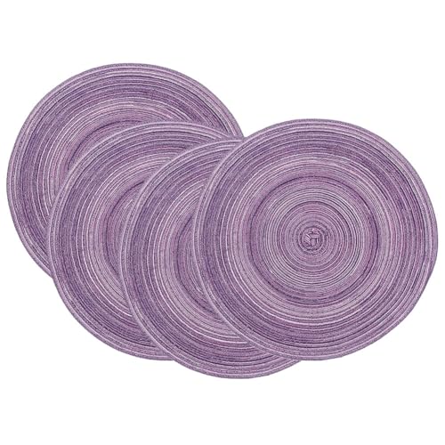 Runde Tischsets, gewebte Tischsets, 38 cm, runde Tischsets aus gewebtem Baumwollgarn, wärmende Tischsets, 4er-Set(Purple) von SDAAD