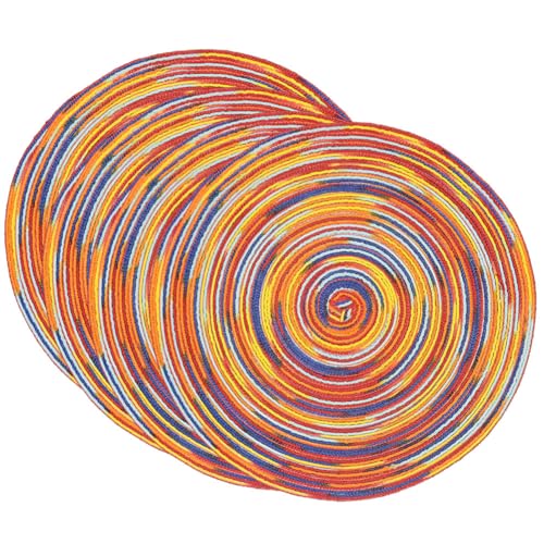 Runde Tischsets, gewebte Tischsets, 38 cm, runde Tischsets aus gewebtem Baumwollgarn, wärmende Tischsets, 4er-Set(Rainbow Red) von SDAAD