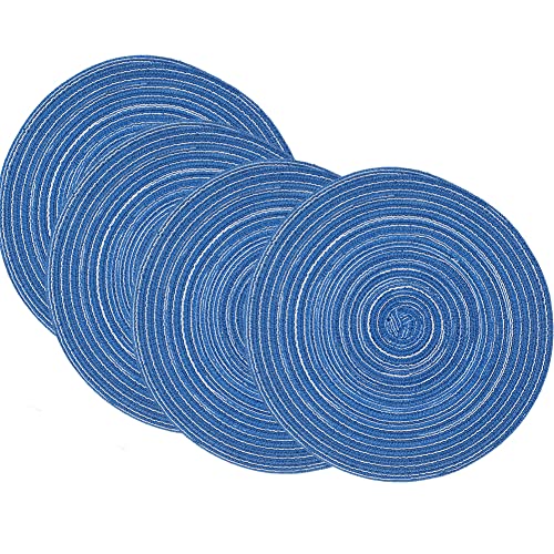 Runde Tischsets, gewebte Tischsets, Set mit 4 runden Tischsets aus gewebtem Baumwollgarn, 18 cm, kleine Tischsets, Untersetzer(Blue,30cm) von SDAAD