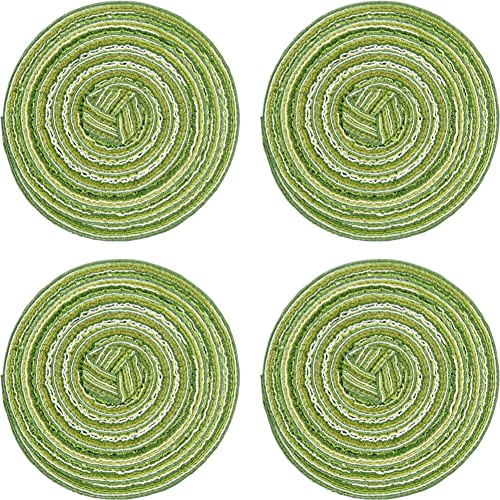 Runde Tischsets, gewebte Tischsets, Set mit 4 runden Tischsets aus gewebtem Baumwollgarn, 18 cm, kleine Tischsets, Untersetzer(Green,11cm) von SDAAD