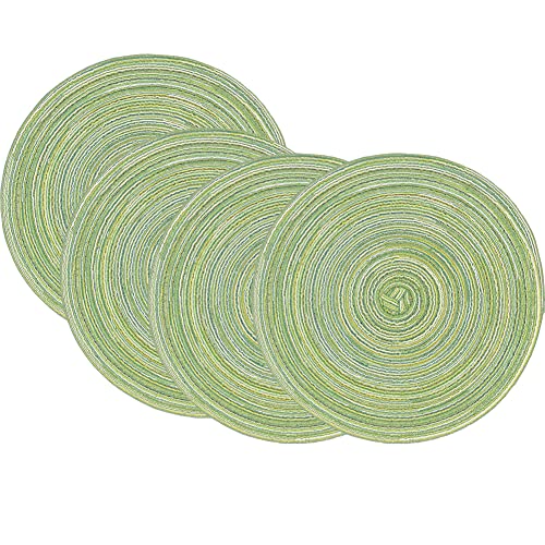 Runde Tischsets, gewebte Tischsets, Set mit 4 runden Tischsets aus gewebtem Baumwollgarn, 18 cm, kleine Tischsets, Untersetzer(Green,30cm) von SDAAD