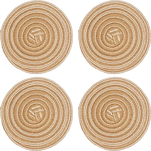 Runde Tischsets, gewebte Tischsets, Set mit 4 runden Tischsets aus gewebtem Baumwollgarn, 18 cm, kleine Tischsets, Untersetzer(Khaki,11cm) von SDAAD