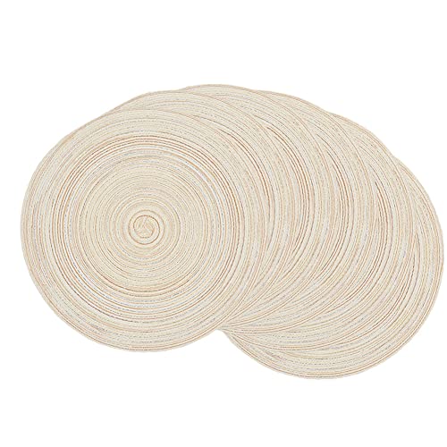 Runde Tischsets, gewebte Tischsets, Set mit 6 runden Tischsets aus gewebtem Baumwollgarn, 30 cm Tischsets(Beige,36cm) von SDAAD