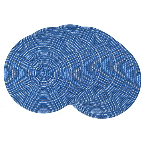 Runde Tischsets, gewebte Tischsets, Set mit 6 runden Tischsets aus gewebtem Baumwollgarn, 30 cm Tischsets(Blue,30cm) von SDAAD