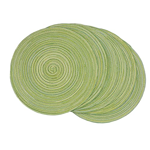 Runde Tischsets, gewebte Tischsets, Set mit 6 runden Tischsets aus gewebtem Baumwollgarn, 30 cm Tischsets(Green,36cm) von SDAAD