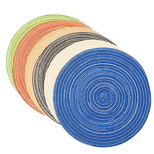 Runde Tischsets, gewebte Tischsets, Set mit 6 runden Tischsets aus gewebtem Baumwollgarn, 30 cm Tischsets(Mixed Color,30cm) von SDAAD